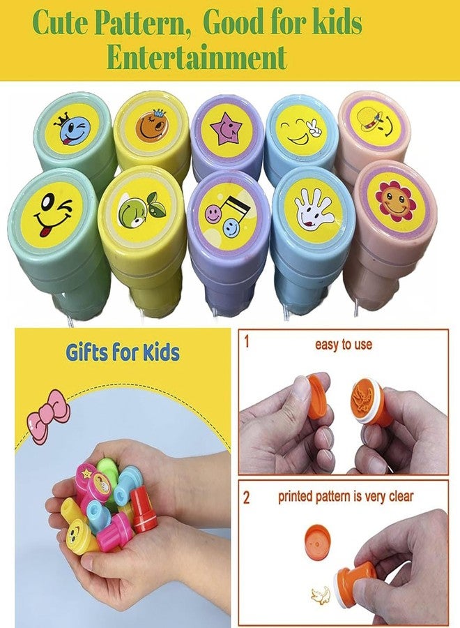 Sellon1 20 Pcs Emoji Stamps for Kids - Self -Ink Stamps for Favor, Carnival Prizes, School Stampers, Goodie Bag, Halloween, Best Return Gift(Smile) - Image 2